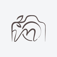 Letter M camera logo vector, simple and minimalist. Suitable for any industry, especially in the fields of technology, photographers, entertainment, etc.