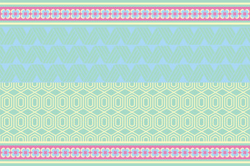 Features a band with a floral pattern consisting of pink and yellow flowers on a green background.