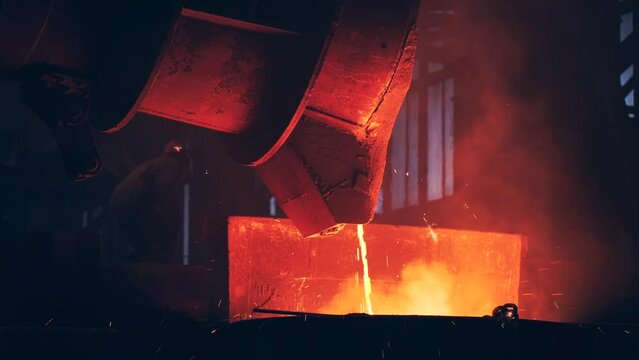 Blast furnace foundry metallurgical factory. Steel mill iron smelting process.