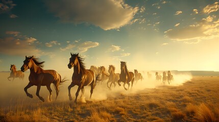 Horses in the sunset