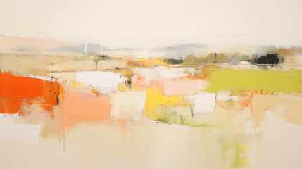 Fototapeta premium Abstract landscape art with orange and yellow tones
