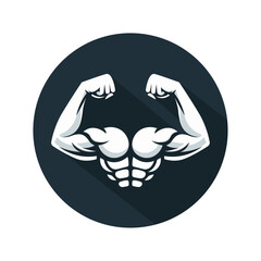 Strong Muscles Icon, Fitness and Strength Logo Vector Illustration