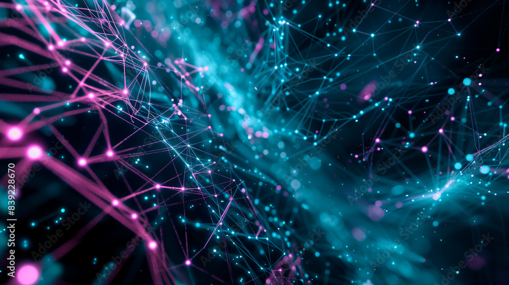 Wall mural digital neural network connections, artificial intelligence concept abstract background