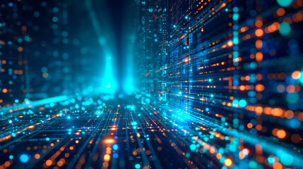 Fototapeta premium Digital neural network connections, artificial intelligence concept abstract background