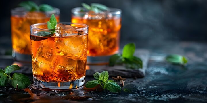 Mexican mezcalbased Negroni Mezcalito cocktail with vermouth bitters and herbal liqueur. Concept Mezcalito Cocktail, Mexican Mixology, Negroni Variation, Bitter Aperitif Drinks