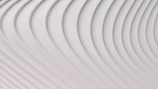 Bright white grey waves abstract motion background. 3d animation