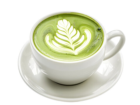 matcha latte on white background