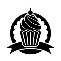 Vector logo design template Cake, cupcakes silhouette illustration  on white background