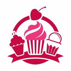 Vector logo design template Cake, cupcakes silhouette illustration  on white background