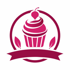 Vector logo design template Cake, cupcakes silhouette illustration  on white background