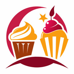 Vector logo design template Cake, cupcakes silhouette illustration  on white background
