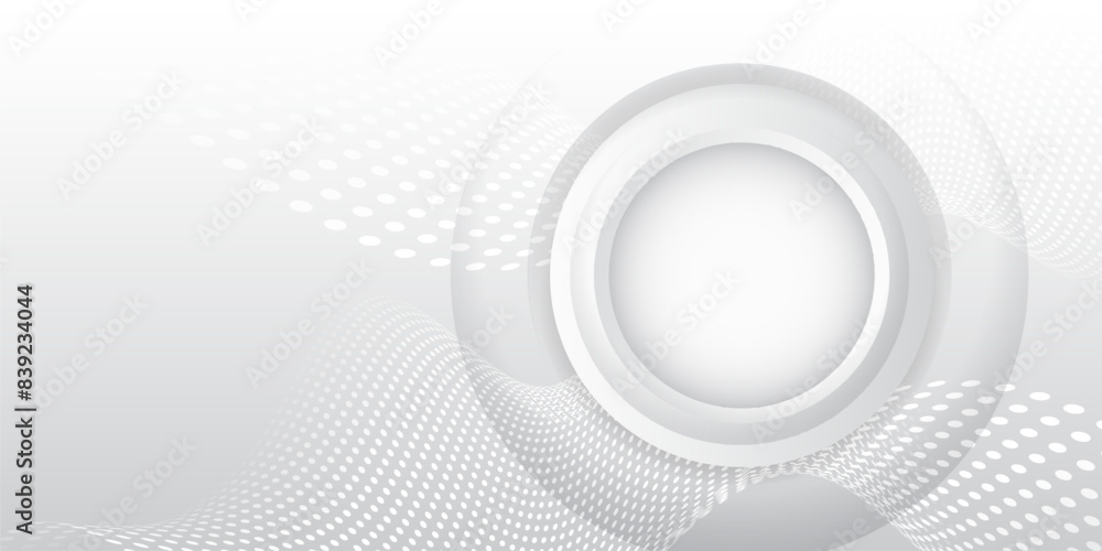 Poster Abstract circles and lines futuristic concept. Data transfer and protection, internet communication on a grey background. High computer technology design. Modern science vector presentation.