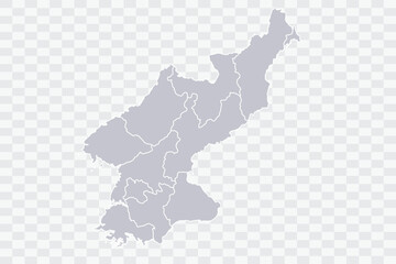 North Korea Map Cloud Color on White Background quality files Png