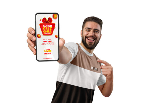 Man holding a Cell Phone Mockup