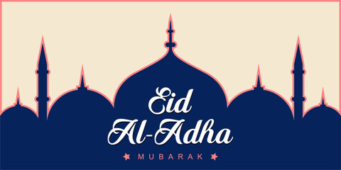Eid al-Adha holiday background with colors and illustration objects that are typical of the celebration