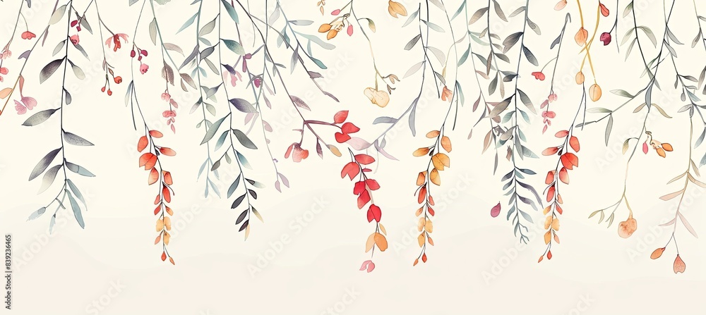 Sticker Minimalist Wildflower Watercolor Hanging Pattern