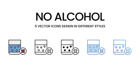 No Alcohol icons vector set stock illustration.
