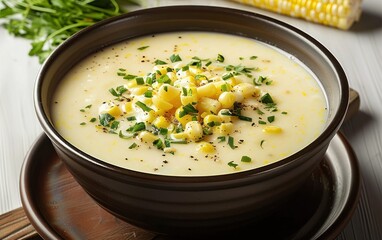 Creamy Corn Soup in Bowl