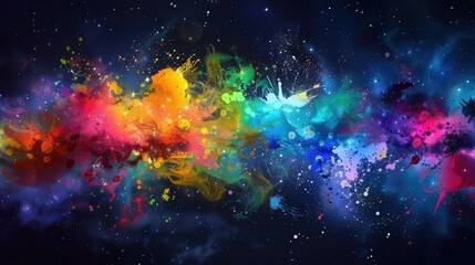 Naklejka premium Luminous paint splatters forming vibrant, glowing backgrounds