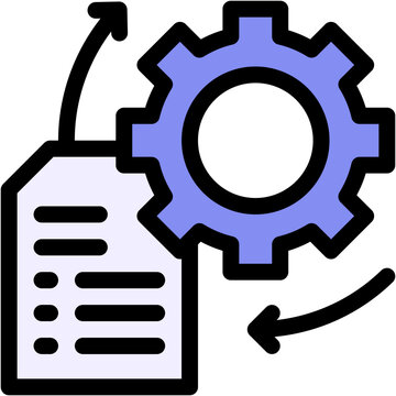 Vector Icon Process, Document, File, Implement, Gear