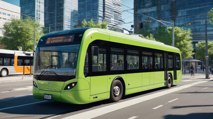Fototapeta premium Sustainable Urban Mobility: Advancing Public Transit with Futuristic Green Technologies, Generative AI