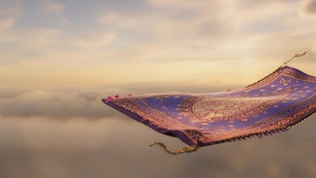 Magic Flying Carpet in a Mystical Style with Vibrant Colors for Fantasy Adventure Concept