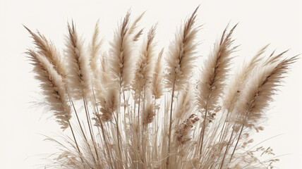 Fototapeta premium Dreamy Meadows: Captivating Display of Pampas Grass and Dried Flowers in Cream, Brown, and White Hues, Generative AI