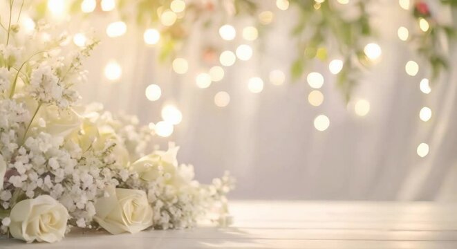 backdrop elegant table with soft focus wedding background
