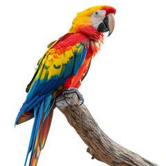 Fototapeta premium A vibrant and colorful scarlet macaw perched on a branch. Perfect for wildlife and nature-themed designs.