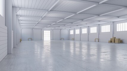 Factory or warehouse or industrial building. Modern interior design .empty space for industry background. 3d render.