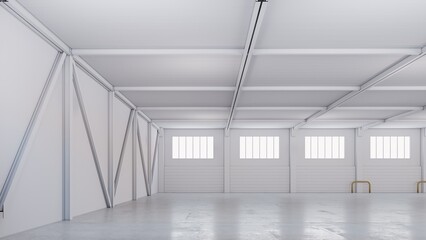 Factory or warehouse or industrial building. Modern interior design .empty space for industry background. 3d render.