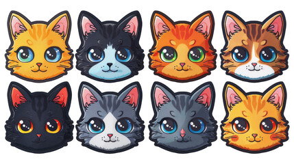 Obraz premium Cute kitty cat face embroidered patch cut out on .PNG transparent background