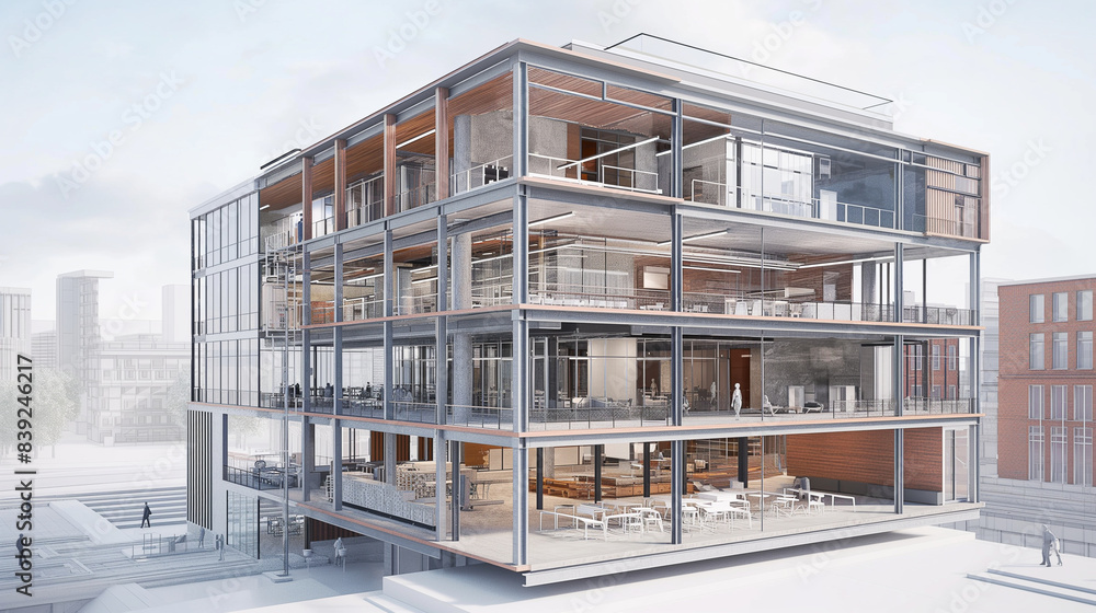 Poster digital bim technology fosters collaboration between architects and engineers, allowing for real-tim