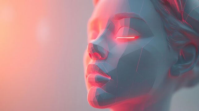 Shyness A 3D figure with a subtle, pinkish glow around the face, with a gentle light effect