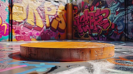 display podium  on graffiti background