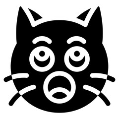 Vector Icon Yawn, Cat, Animal, Expression, Cat Emoji