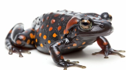 motionless amphibian Isolated on white background. exotic poison animal concept for designer