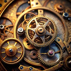 Photo of an ancient metal clockwork (macro-photo)