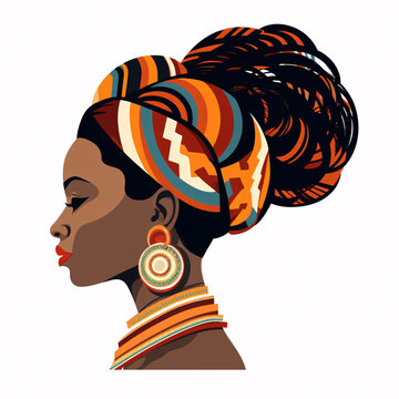recommend clip art: African women's hairstyle, no face, side view, beautiful braids, white background