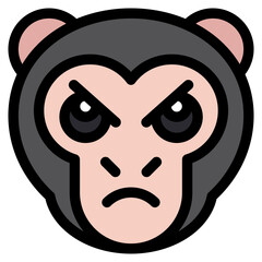 Vector Icon Angry, Monkey, Animal, Wildlife, Pet