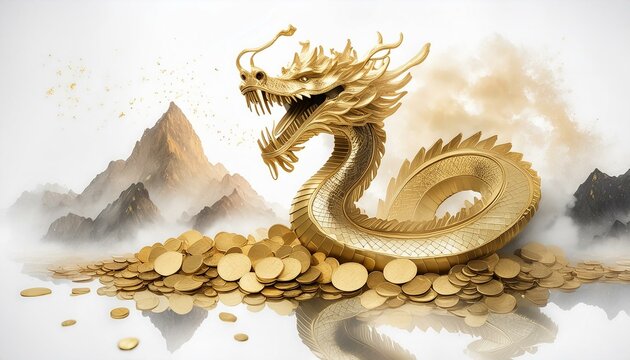 fear of naga ,lonely,tresure,golden,coin,hyper realistic,dark,mytery,majestic,grand.longlife