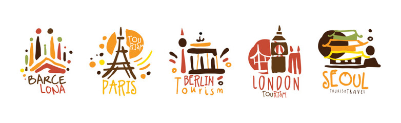 Tourism and Travel Destination Logo and Label Design Vector Set