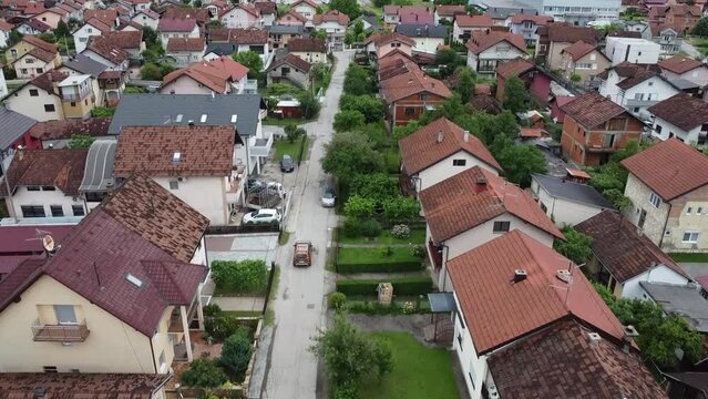 Banja Luka suburban area - following car with drone