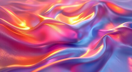Obraz premium Abstract Iridescent Waves With Intense Pink and Blue Hues in Macro Photography