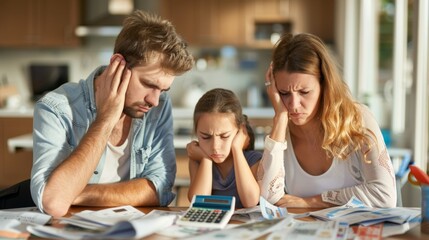 Stressed Family Managing Finances at Home