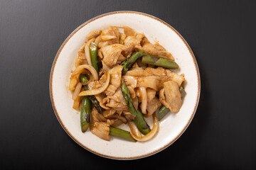 アスパラガスと豚肉の炒め物