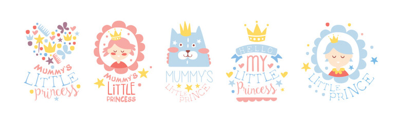 Obraz premium Little Princess Prints for Infant Girl Room Or Clothing Design logo Template Vector Set