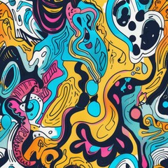 Fototapeta premium Vibrant Abstract Graffiti Art with Whimsical Cartoon Shapes