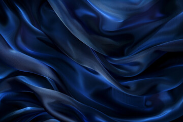 Obraz premium Luxurious deep blue satin fabric with elegant, flowing folds, creating a rich, textured visual experience.