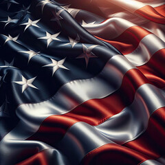 Fototapeta premium American Flag Wave Close Up for Memorial Day or 4th of July